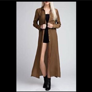 SOLD 💵Honey Punch Olive Green Graphic Kimono with 3/4 Sleeves & Mandarin Collar